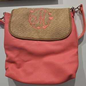 Thirty-one Faux Leather Shoulder Bag. Removeable Flap. Monogram M